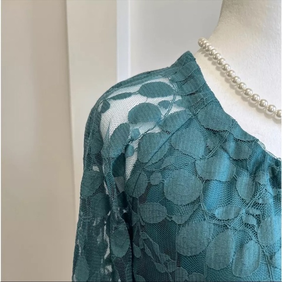 Garnet Hill Turquoise Boheme Easy Lace Dress Size 4 - Picture 2 of 8